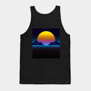 Futuristic Neon Sunset Retrowave Tank Top